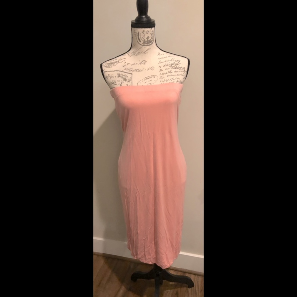 Peach strapless dress